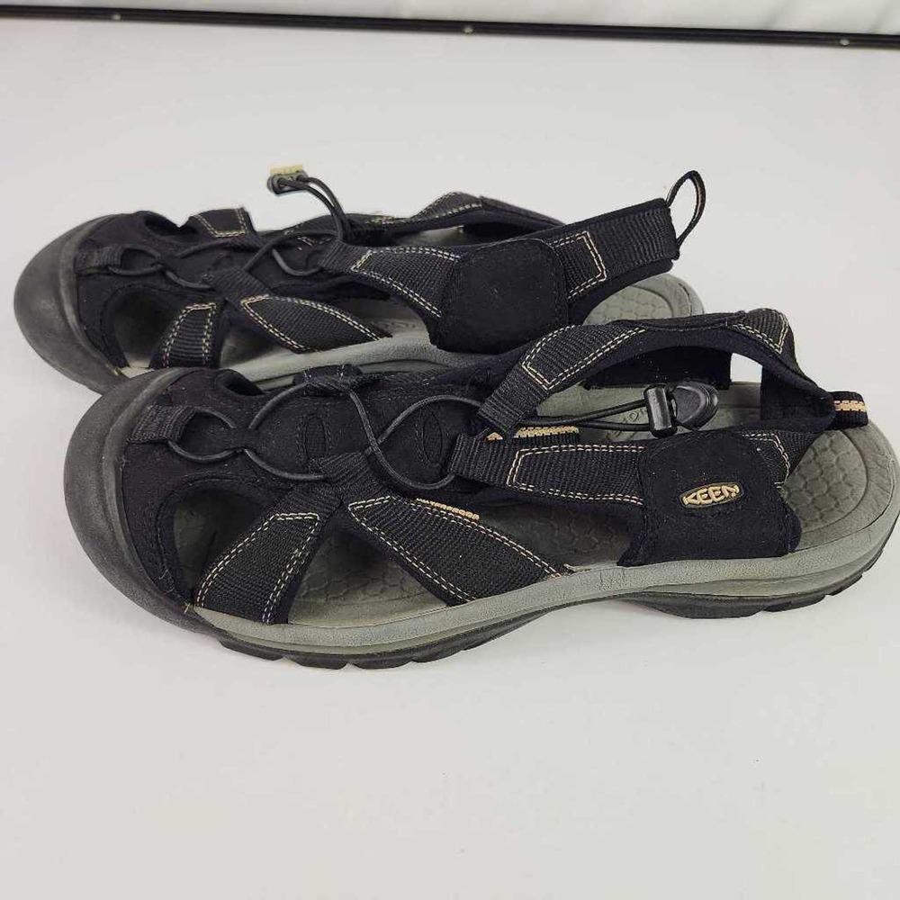 KEEN Mens Venice H2 Sport Sandals Black Bungee Cord Hook & Loop Adjustable 13